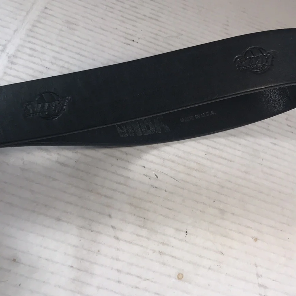 Vintage NBA Lakers Team Stamped Logo Black Leather Belt